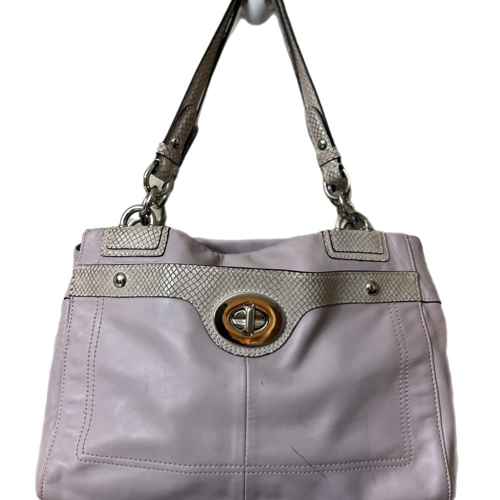 Coach Purple Shoulder Bag with Turnlock Closure